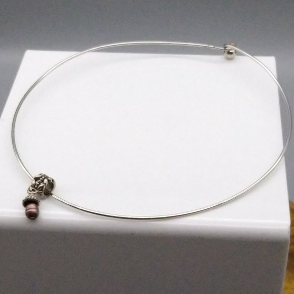 Tahitian Pearl Pendant on Silver Tone Formed Collar Necklace, Vintage - Picture 4 of 5